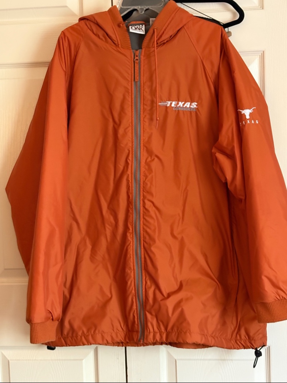 Red Oak Texas Longhorns Orange Hooded Lined Windbreaker XXL